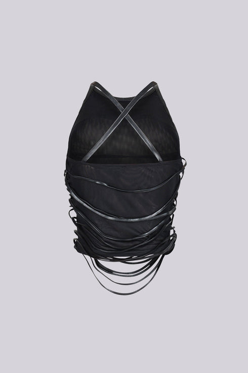 Tayah Mesh Faux Leather Top